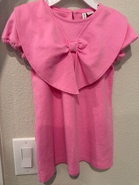Janie and Jack Pink Bow-Front Short Sleeve Tunic